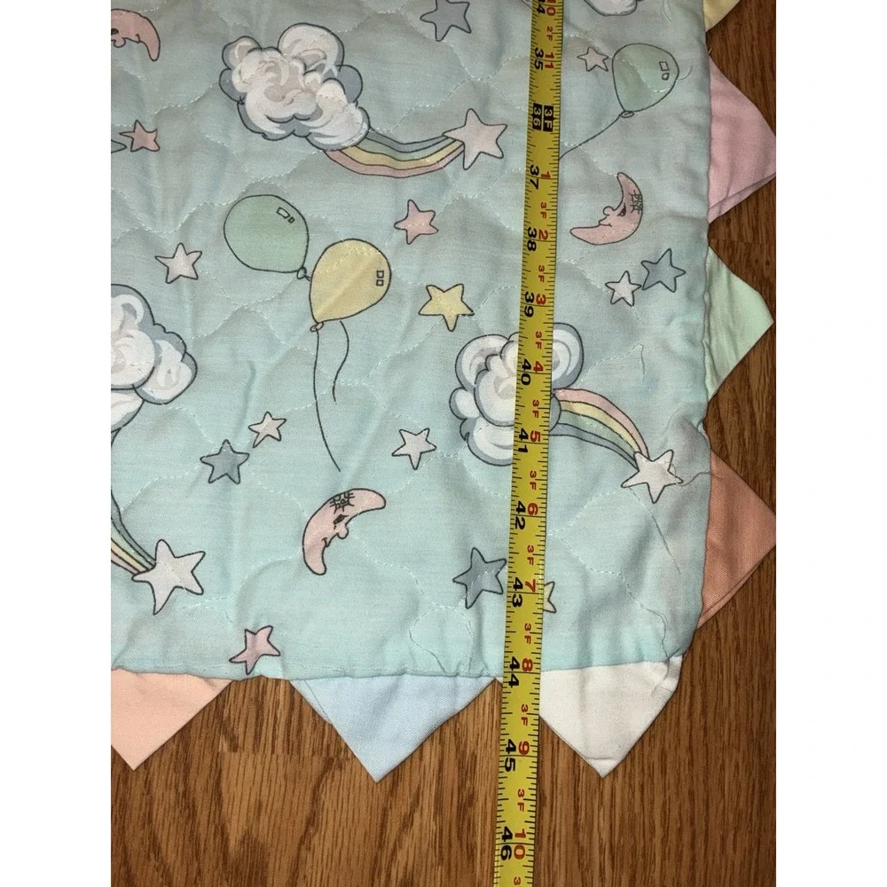 Precious Moments Baby Blanket Quilt Comforter Teddy Bear Balloon Rainbow Moon